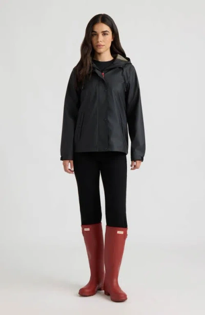 Hunter Dina Cropped Rubberized Rain Jacket In Black