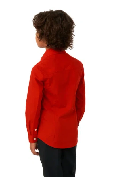 Opposuits Kids' Red Devil Button-up Shirt In Dark Red