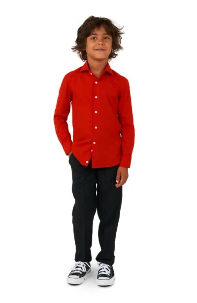 Opposuits Kids' Red Devil Button-up Shirt In Dark Red