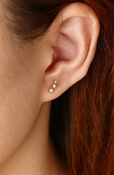 Mint & Lily Sparkling Mini Climber Studs In Gold