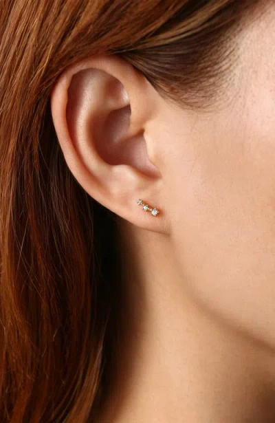 Mint & Lily Sparkling Mini Climber Studs In Gold