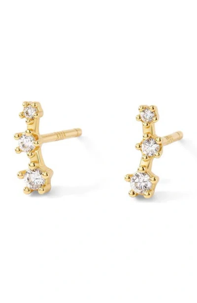 Mint & Lily Sparkling Mini Climber Studs In Gold
