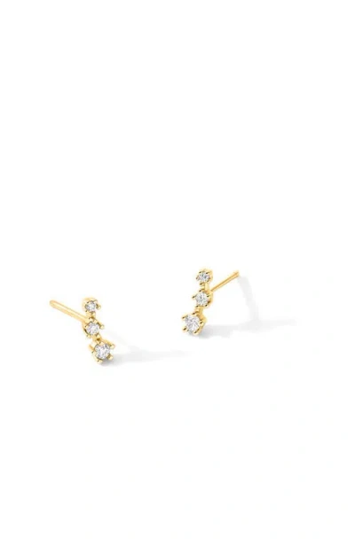 Mint & Lily Sparkling Mini Climber Studs In Gold