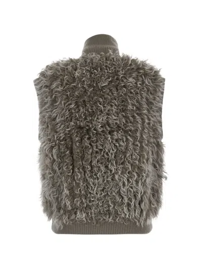 P.a.r.o.s.h Bouclé-texture Sleeveless Jacket In 그레이