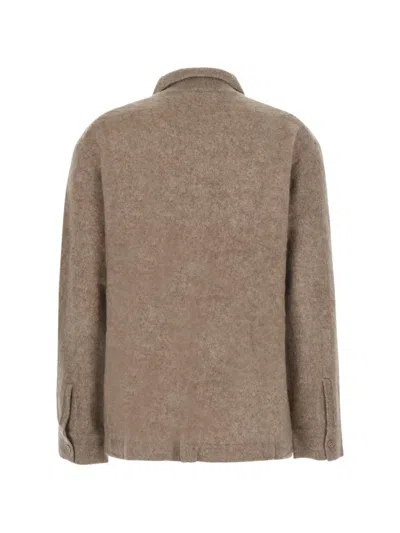 BUTTON-UP PATCH-POCKET SWEATER
