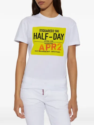 Dsquared2 Printed Crewneck T-shirt In White