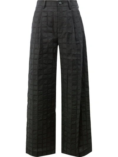 Shop Issey Miyake Square Print Trousers - Black