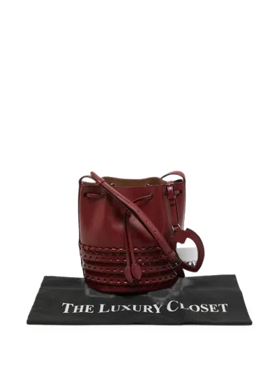 Pre-owned Alaïa Cut-out Drawstring Bucket Bag In Red
