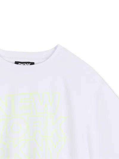 Dkny Logo-print Cropped T-shirt In White