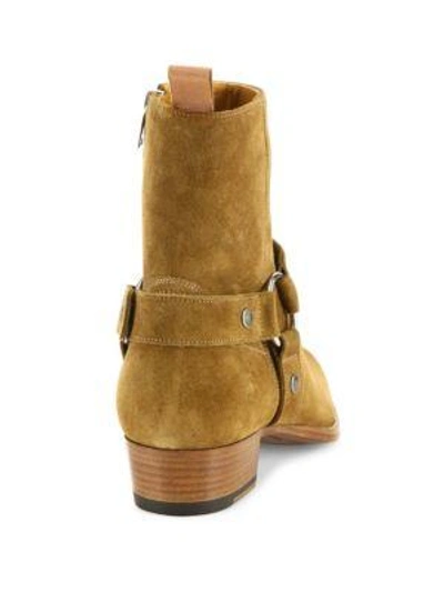 Shop Saint Laurent Wyatt Suede Boots In Tanned