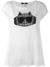 KARL LAGERFELD Tweed Detail Choupette T-Shirt,MACHINEWASH