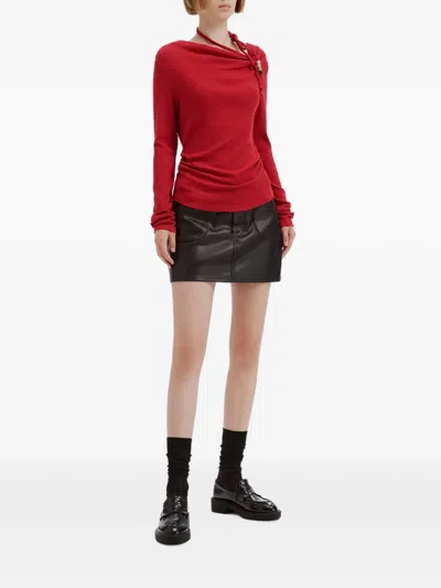 B+ab Bead-embellished Ruched Blouse In Red