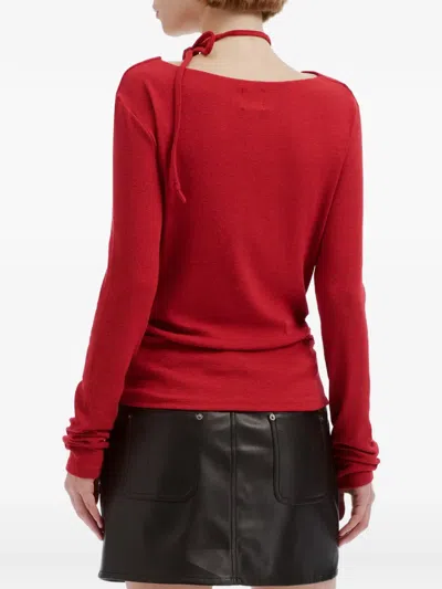 B+ab Bead-embellished Ruched Blouse In Red
