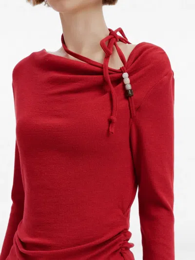 B+ab Bead-embellished Ruched Blouse In Red