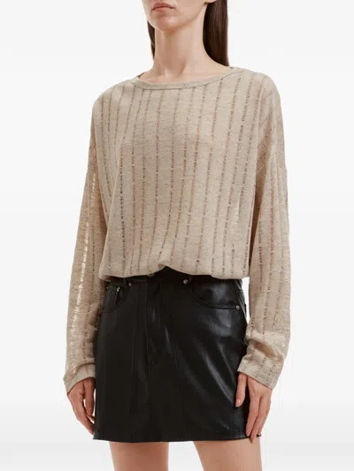 B+ab Distressed-knit Sweater In Neutrals