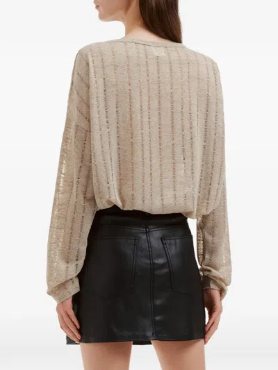 B+ab Distressed-knit Sweater In Neutrals