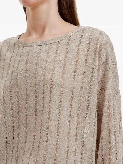 B+ab Distressed-knit Sweater In Neutrals