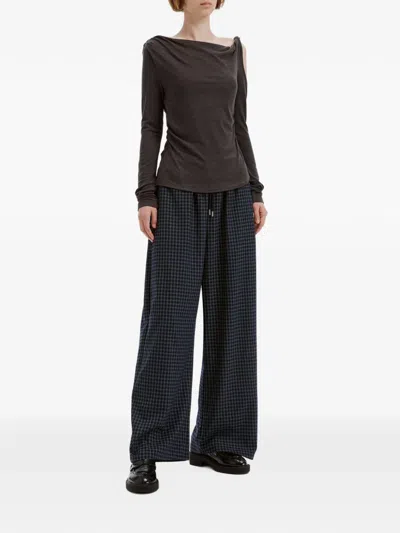B+ab Gingham-check Drawstring Trousers In Blue