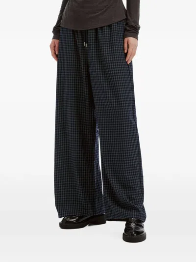 B+ab Gingham-check Drawstring Trousers In Blue