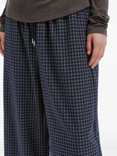 B+ab Gingham-check Drawstring Trousers In Blue