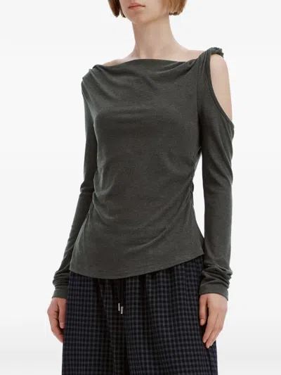 B+ab Cold-shoulder Ruched Blouse In Grey