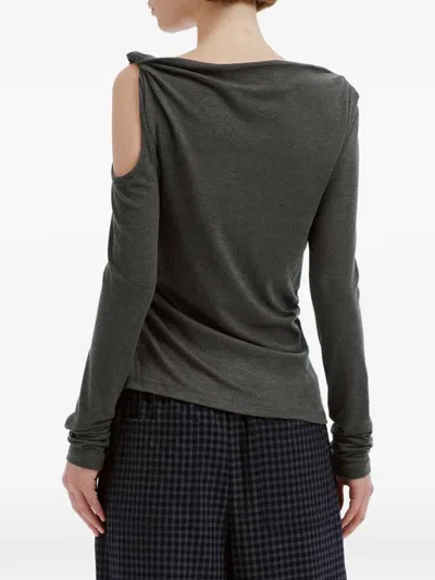 B+ab Cold-shoulder Ruched Blouse In Grey