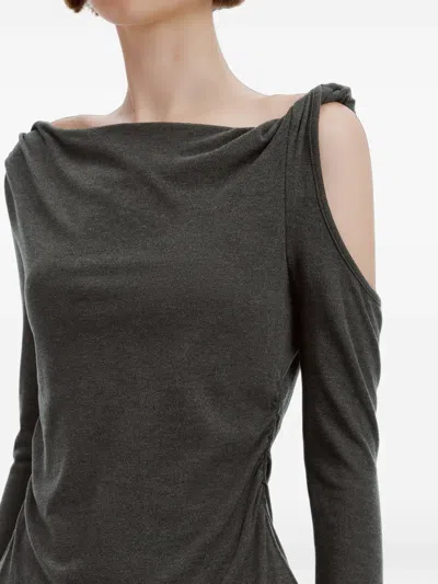 B+ab Cold-shoulder Ruched Blouse In Grey