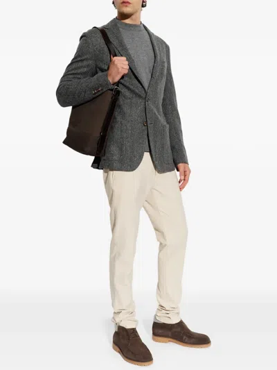 Eleventy Herringbone-pattern Blazer In Gray