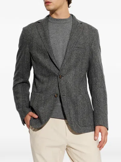 Eleventy Herringbone-pattern Blazer In Gray