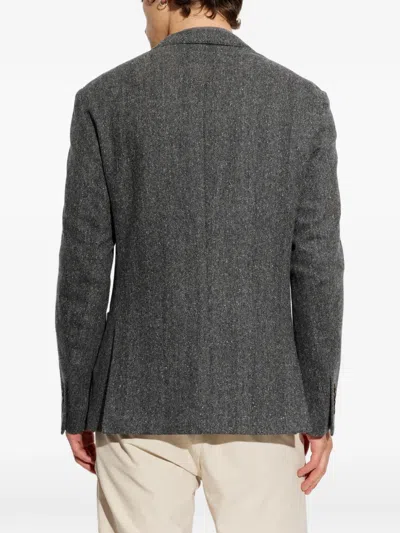 Eleventy Herringbone-pattern Blazer In Gray