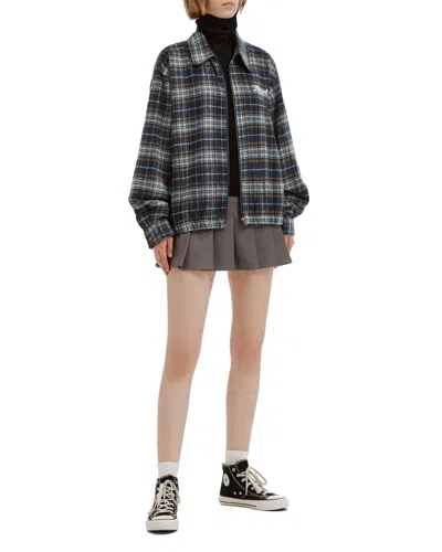 Fingercroxx Check-pattern Zip-up Jacket In Blue