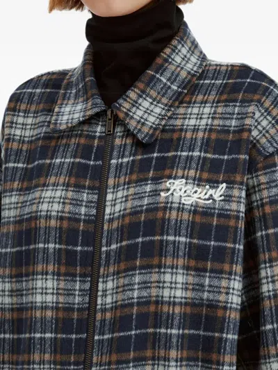 Fingercroxx Check-pattern Zip-up Jacket In Blue