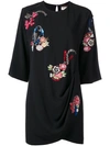 SAINT LAURENT SAINT LAURENT FLORAL EMBROIDERED DRESS - BLACK,467573Y012W11985050