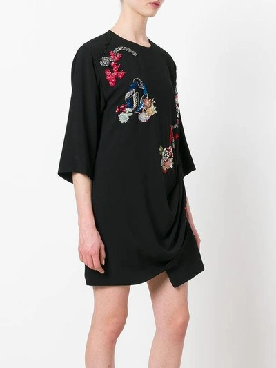 Shop Saint Laurent Floral Embroidered Dress - Black