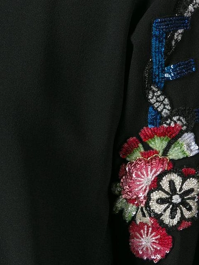 Shop Saint Laurent Floral Embroidered Dress - Black