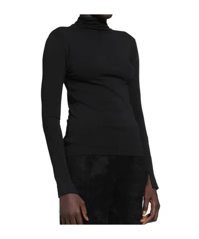 Thom Krom Basic Turtleneck Slim Fit Shirt In Black