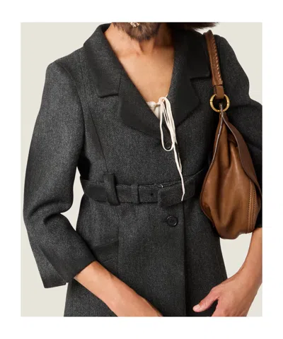 Miu Miu Single-breasted Double Wool Coat In Gray
