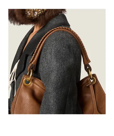Miu Miu Single-breasted Double Wool Coat In Gray