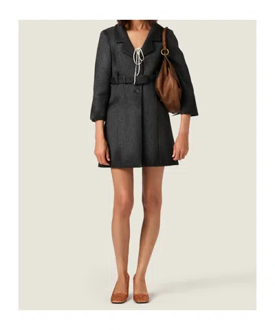 Miu Miu Single-breasted Double Wool Coat In Gray