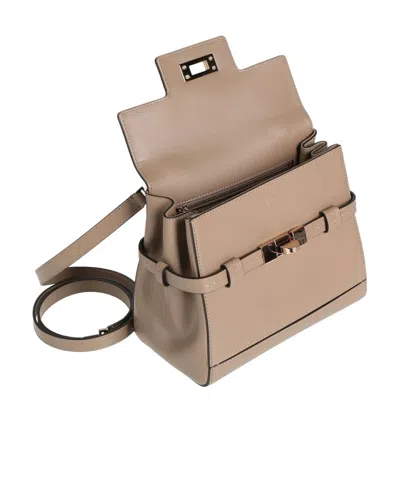 Max Mara Medium-sized Solid Leather Tote Bag In Nude