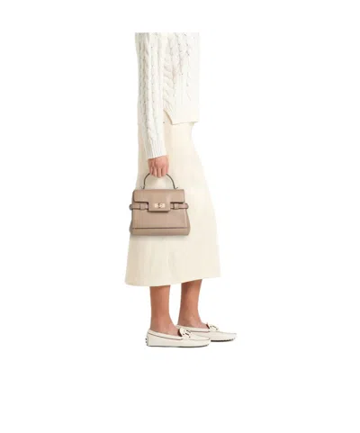 Max Mara Medium-sized Solid Leather Tote Bag In Nude