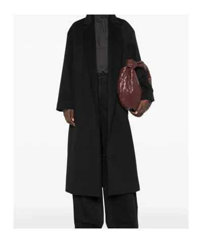 Max Mara Studio Double-drape Wool Cashmere Silk Jacket With Belt In Black