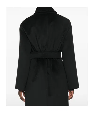 Max Mara Studio Double-drape Wool Cashmere Silk Jacket With Belt In Black