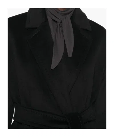 Max Mara Studio Double-drape Wool Cashmere Silk Jacket With Belt In Black