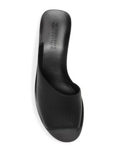 Mercedes Castillo Izar Leather Slide Sandals In Black | ModeSens