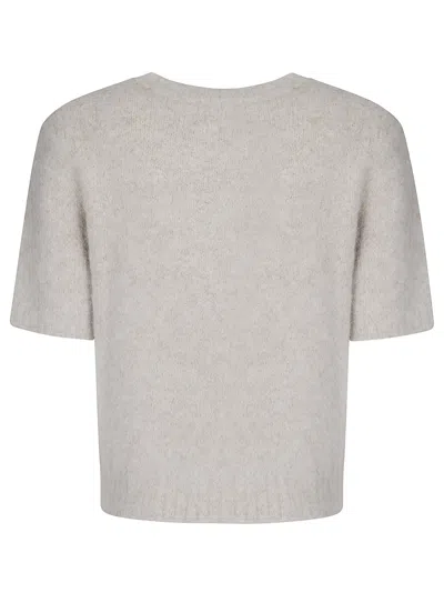 Samsoe & Samsoe Slightly Cropped Knit T-shirt In Khaki