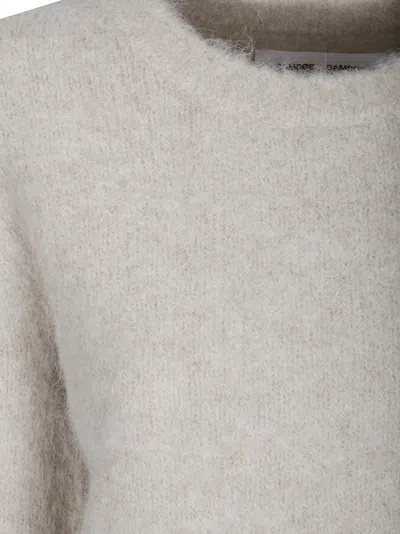 Samsoe & Samsoe Slightly Cropped Knit T-shirt In Khaki