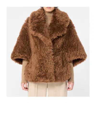 Max Mara Wool Cape With A Soft Texture In Brown