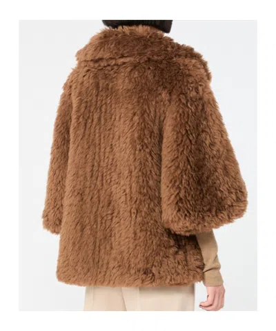 Max Mara Wool Cape With A Soft Texture In Brown