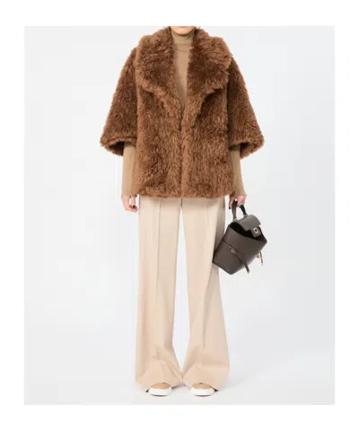 Max Mara Wool Cape With A Soft Texture In Brown